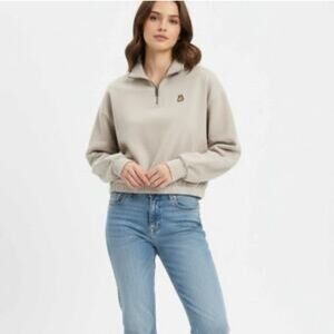 Teddy Fresh Beige Quarter-Zip Sweatshirt